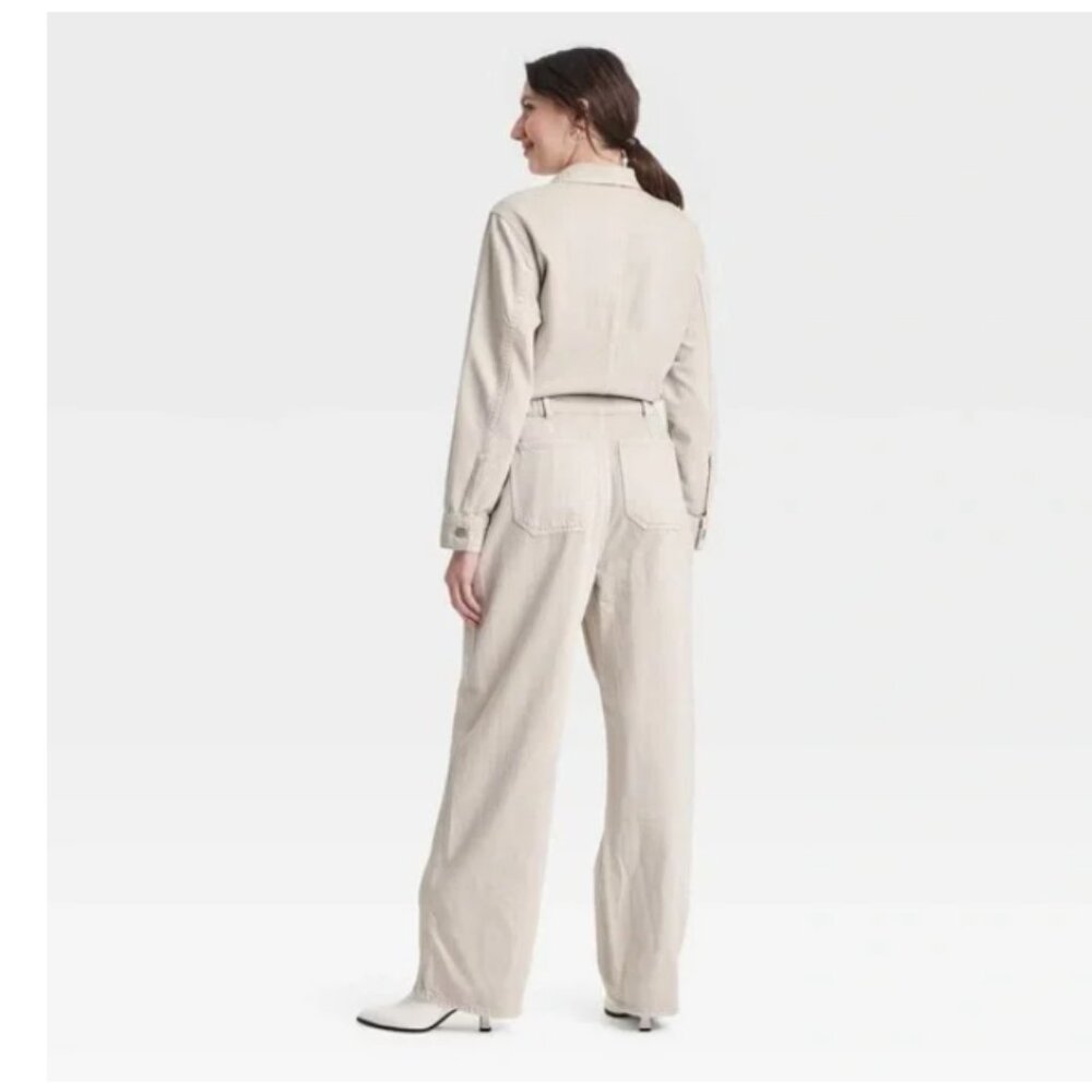 Universal Thread Women's Denim Baggy Jumpsuit Beige Size 6 NWT - Picture 2 of 3